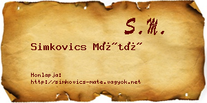 Simkovics Máté névjegykártya